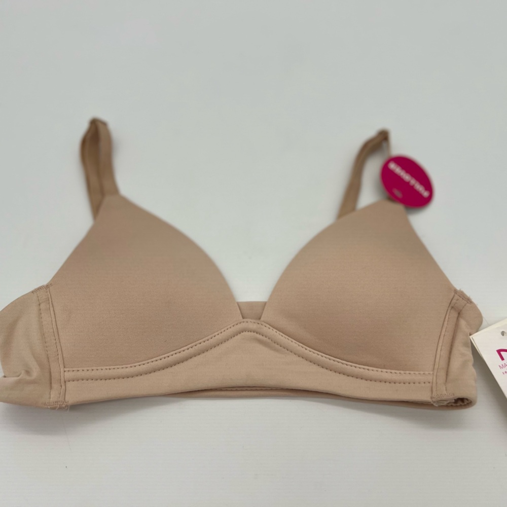 Maidenform Girls Seamless Cotton Ruched Crop Bra For Teen Girls Nude 30A
